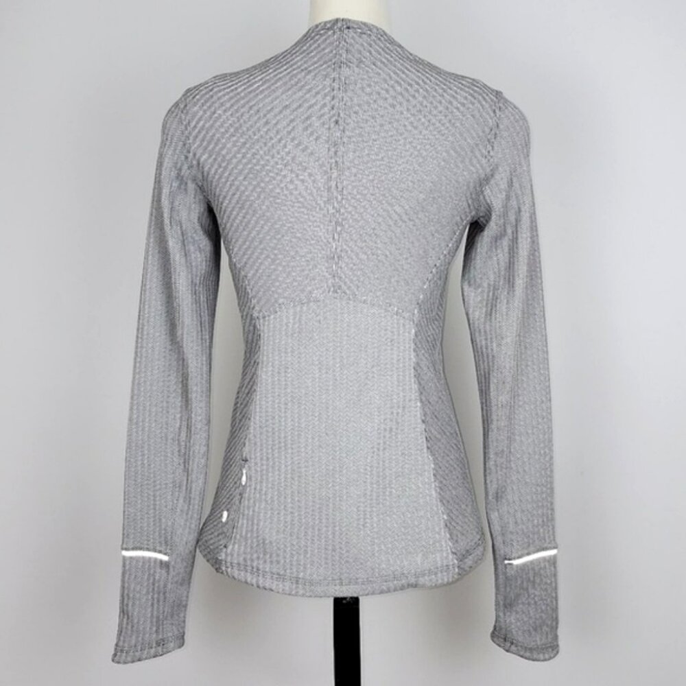 Lululemon Kanto Catch Me Long Sleeve Heathered Herringbone White Stretch Size 8 - Picture 5 of 16